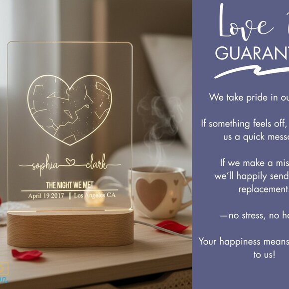 Custom Couples Star Map Night Light | Romantic Date & Location Gift for Her - Picture 6 of 8